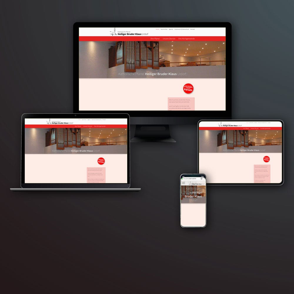 Screenshot Webseite der römisch-katholischen Pfarrei heiliger Bruder Klaus in Urdorf